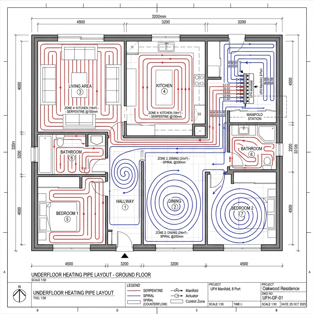 Underfloor Heating CAD Drafting